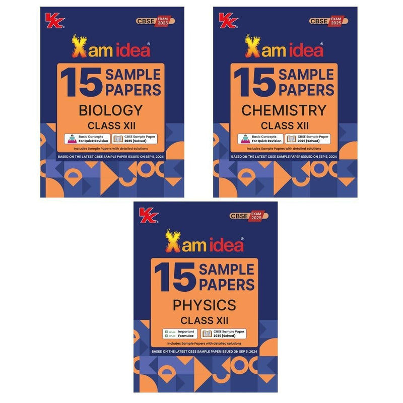 Xam Idea 15 Sample Papers (Physics, Chemistry, Biology) - Set of 3 Books - Class 12 (For 2025 Exam)  CBSE