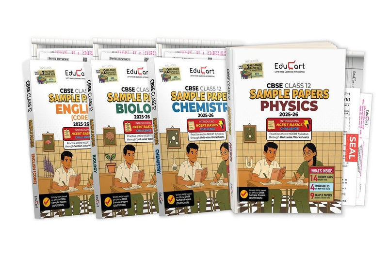 Educart (PHYSICS, CHEMISTRY, BIOLOGY, ENGLISH) [Set of 4 Books] Sample Papers 2026-27 - Class 12  (Based on latest released CBSE Sample Papers, for 2026 Exam)