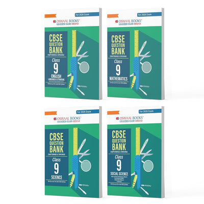 Oswaal (MATHEMATICS + SCIENCE + SOCIAL + ENGLISH LANG. & LIT.) Question Bank, Chapterwise & Topicwise Solved papers [2026-27] - Class 9  [Set of 4 Books]
