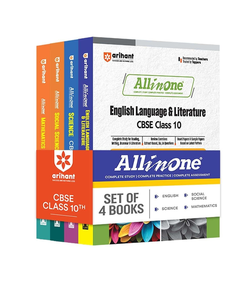 All In One - (English Language & Literature + Maths + Science + Social) | Mind map in each chapter | Clear & Concise Theory | Intext & Chapter Exercises | Sample Question Papers [2026-27] - Class 10  [Set of 4 Books]