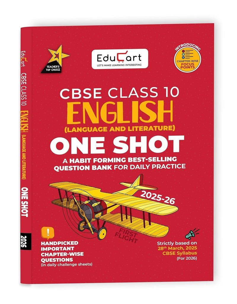 Educart ENGLISH (Language & Literature) One Shot Question Bank based on new syllabus (for 2026 Exams) -  Class 10