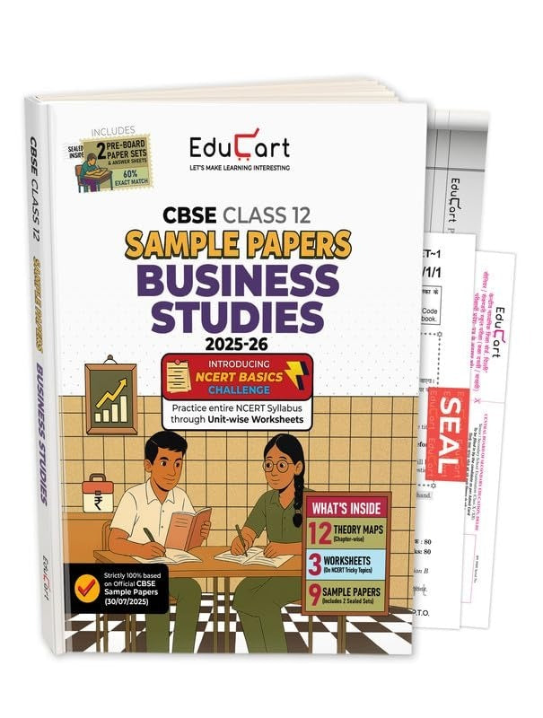 Educart BUSINESS STUDIES Sample Papers 2026-27 - Class 12  (Based on Latest CBSE Sample Papers Released, for 2026 Exam)