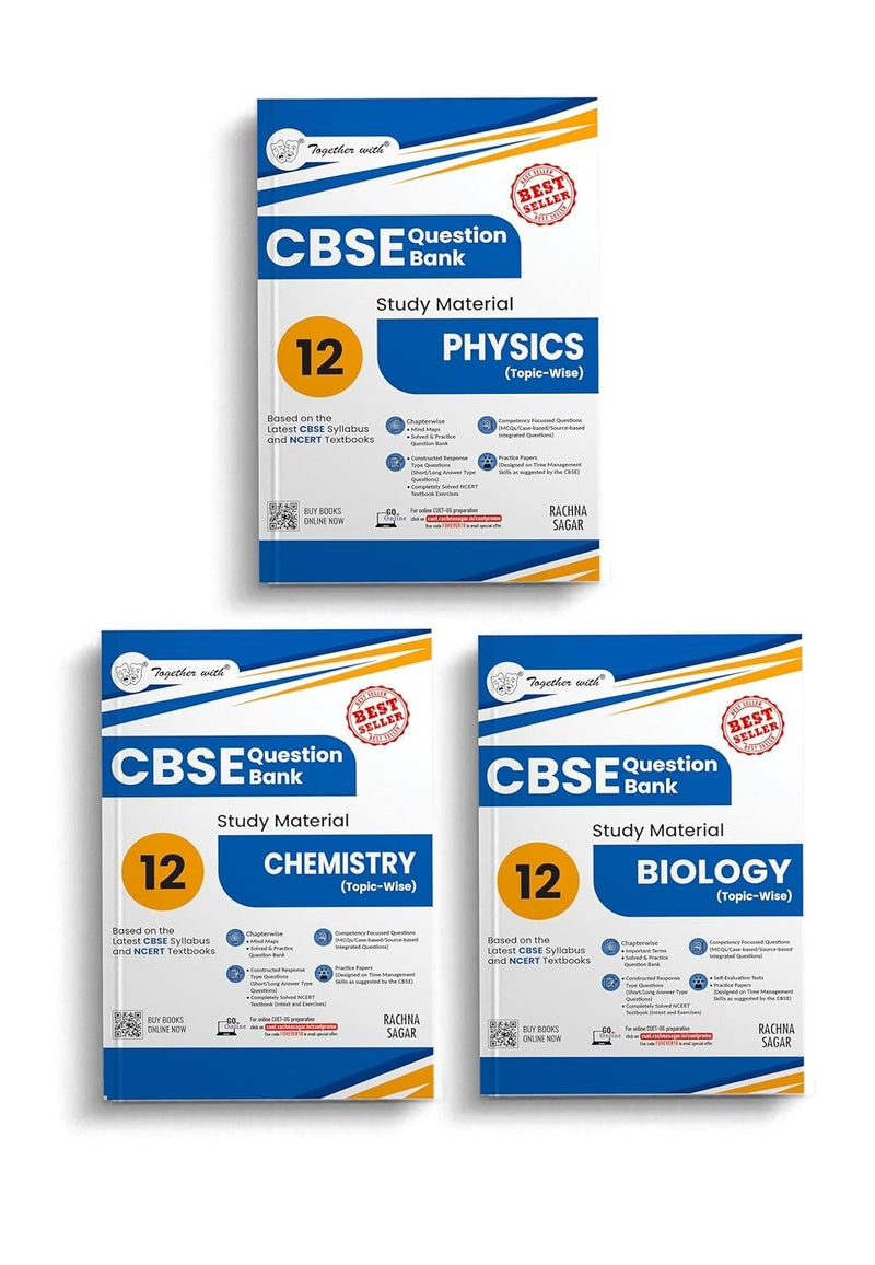 Together with PHYSICS, CHEMISTRY, BIOLOGY Question Bank Sample Papers - Chapterwise & Topicwise [2026-27] - Class 12 [Set of 3 Books]