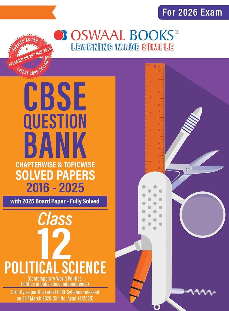 Oswaal POLITICAL SCIENCE Question Bank Chapterwise and Topicwise Solved Papers [2026-27] - Class 12