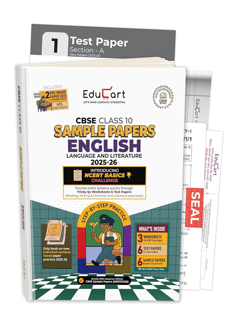 Educart ENGLISH (Language & Literature) Sample Papers 2026-27 - Class 10  (Introducing exclusive step-by-step new practice concept on 2026 pattern)
