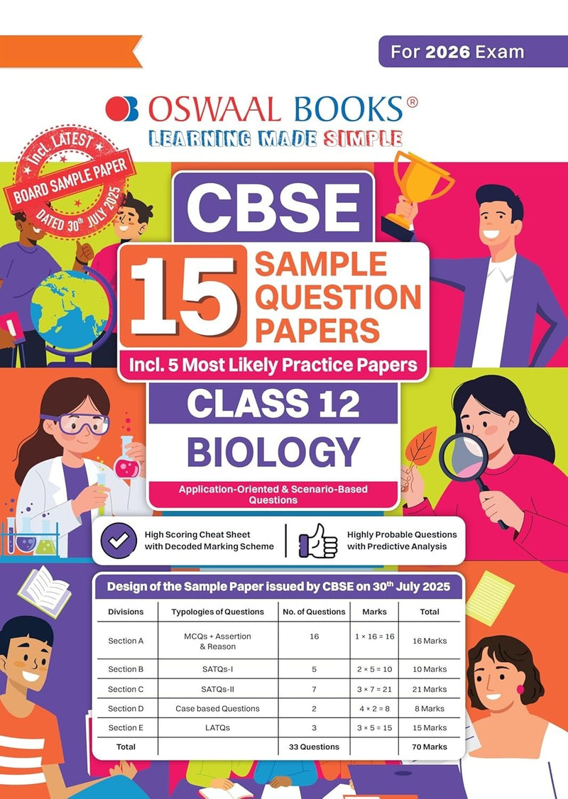 Oswaal BIOLOGY 15 Sample Question Papers (As per CBSE Sample Question Paper issued on 30 July 2025) - Class 12  [For 2026 Exam]