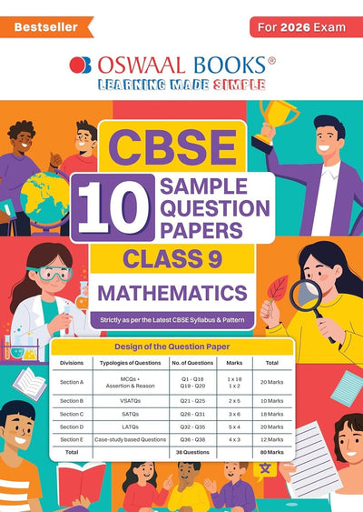 Oswaal MATHEMATICS Sample Question Papers | Strictly as per Latest Syllabus, Recommended by Topper's Includes Solved Papers, Mind Maps, Revision Notes & Competency-Based Qs - Class 9 [For 2026 Exam]
