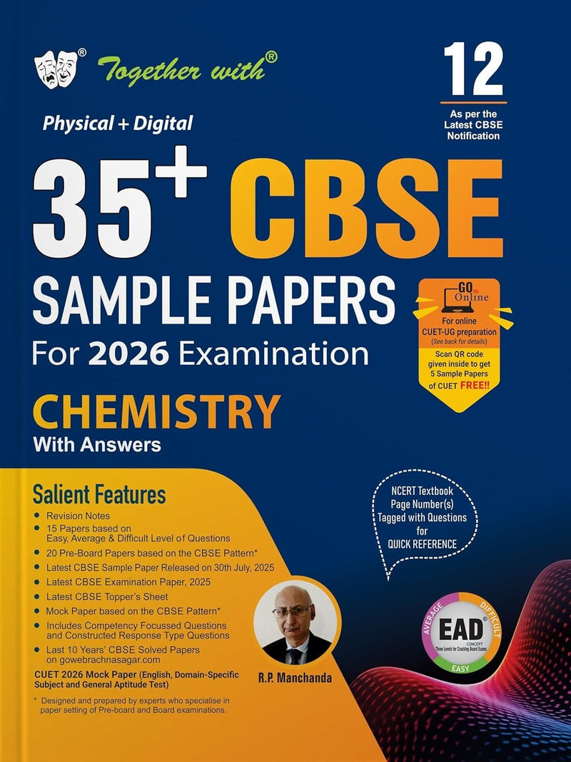 Together with 35+ CBSE Sample Papers CHEMISTRY | EAD Series in Physical + Digital Edition Includes Solved & Unsolved Papers with CBQs & Topper’s Answer Sheet - Class 12 [For 2026 Exams]