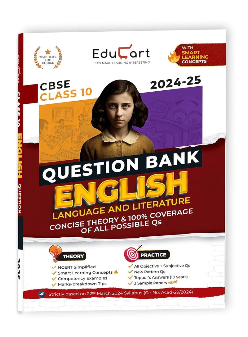 Educart  ENGLISH (Language & Literature) Question Bank  (For 2025 Board Exams) - Class 10
