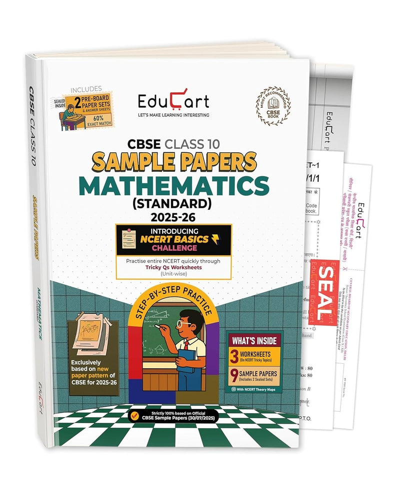 Educart MATHEMATICS (Standard) Sample Papers 2026-27 - Class 10  (Introducing exclusive step-by-step new practice concept on 2026 pattern)