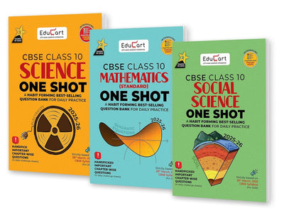 Educart SCIENCE, MATHEMATICS & SOCIAL SCIENCE One Shot Question Bank based on new syllabus (for 2026 Exams) -  Class 10   [Set of 3 Books]