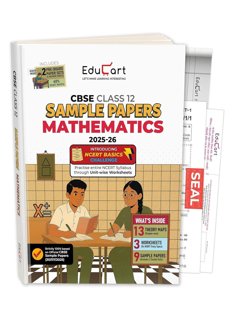 Educart MATHEMATICS Sample Papers 2026-27 - Class 12  (Based on Latest CBSE Sample Papers Released, for 2026 Exam)