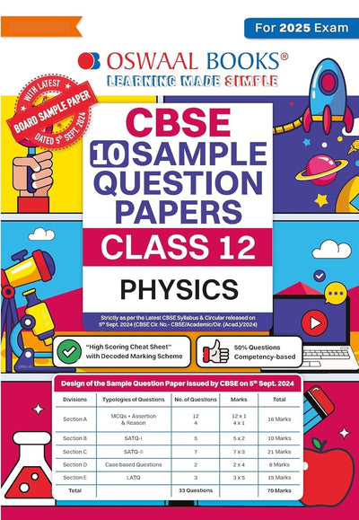 Oswaal PHYSICS 15 Sample Question Papers (As per CBSE Sample Question Paper issued on 30 July 2025), Recommended by CBSE Toppers - Class 12  [For 2026 Exam]