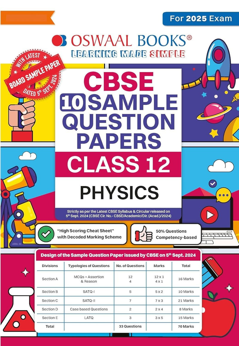 Oswaal PHYSICS 15 Sample Question Papers (As per CBSE Sample Question Paper issued on 30 July 2025), Recommended by CBSE Toppers - Class 12  [For 2026 Exam]
