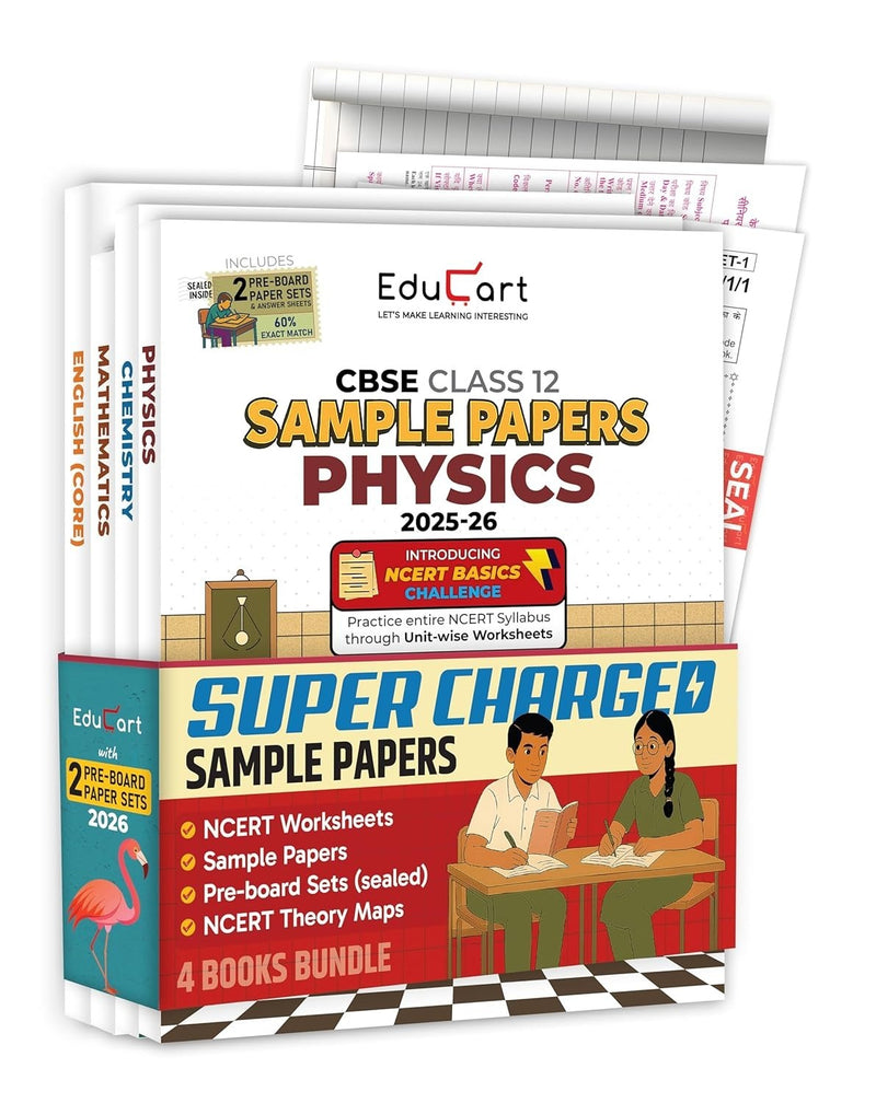 Educart (PHYSICS, CHEMISTRY, MATHS, ENGLISH) [Set of 4 Books] Sample Papers 2026-27 - Class 12  (Based on latest released CBSE Sample Papers, for 2026 Exam)