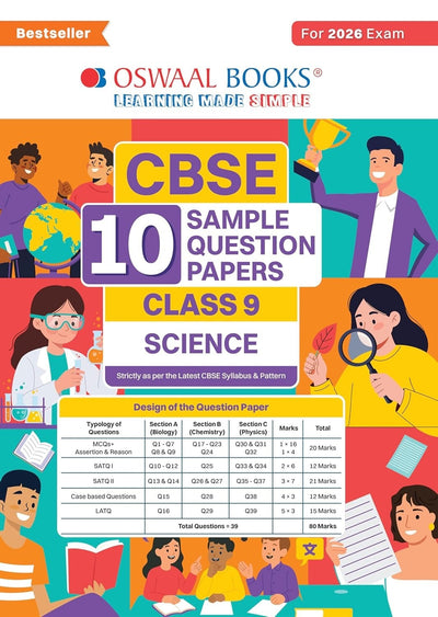 Oswaal SCIENCE Sample Question Papers | Strictly as per Latest Syllabus, Recommended by Topper's Includes Solved Papers, Mind Maps, Revision Notes & Competency-Based Qs - Class 9 [For 2026 Exam]
