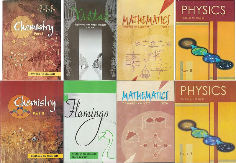 Class 12 - PCM-E (Physics, Chemistry, Maths, English) - Complete Set [Set of 8 Books] - Based on New Education Policy [Latest Edition] - FREE BINDING ON ALL BOOKS.