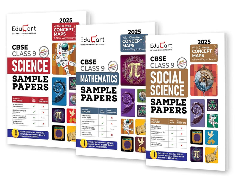 Educart (SCIENCE, MATHS, SOCIAL SCIENCE) Sample Papers 2026-27 - Class 9  (Introducing Revision Maps for 2025 Exam)